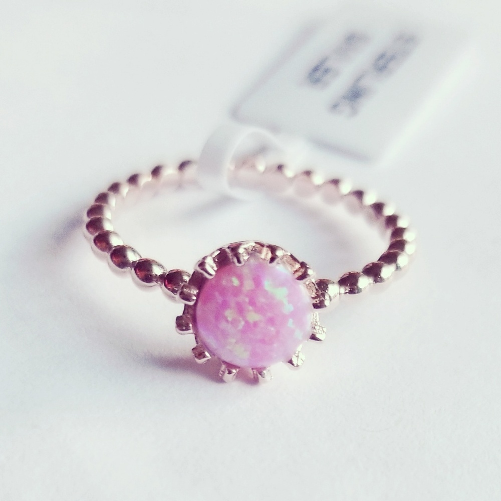 Pink Opal Rose Gold Plated Ring